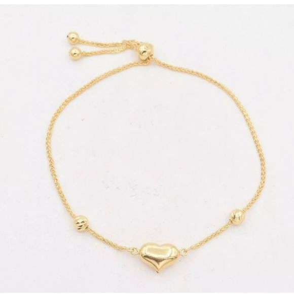 Real Gold Women Charm Heart Bracelet Brand New